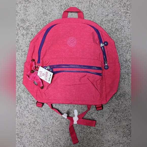 Kipling Vibrant Pink Bouree Backpack - Picture 1 of 5